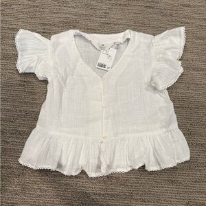 H&M White Ruffle Sleeve Kids Blouse
